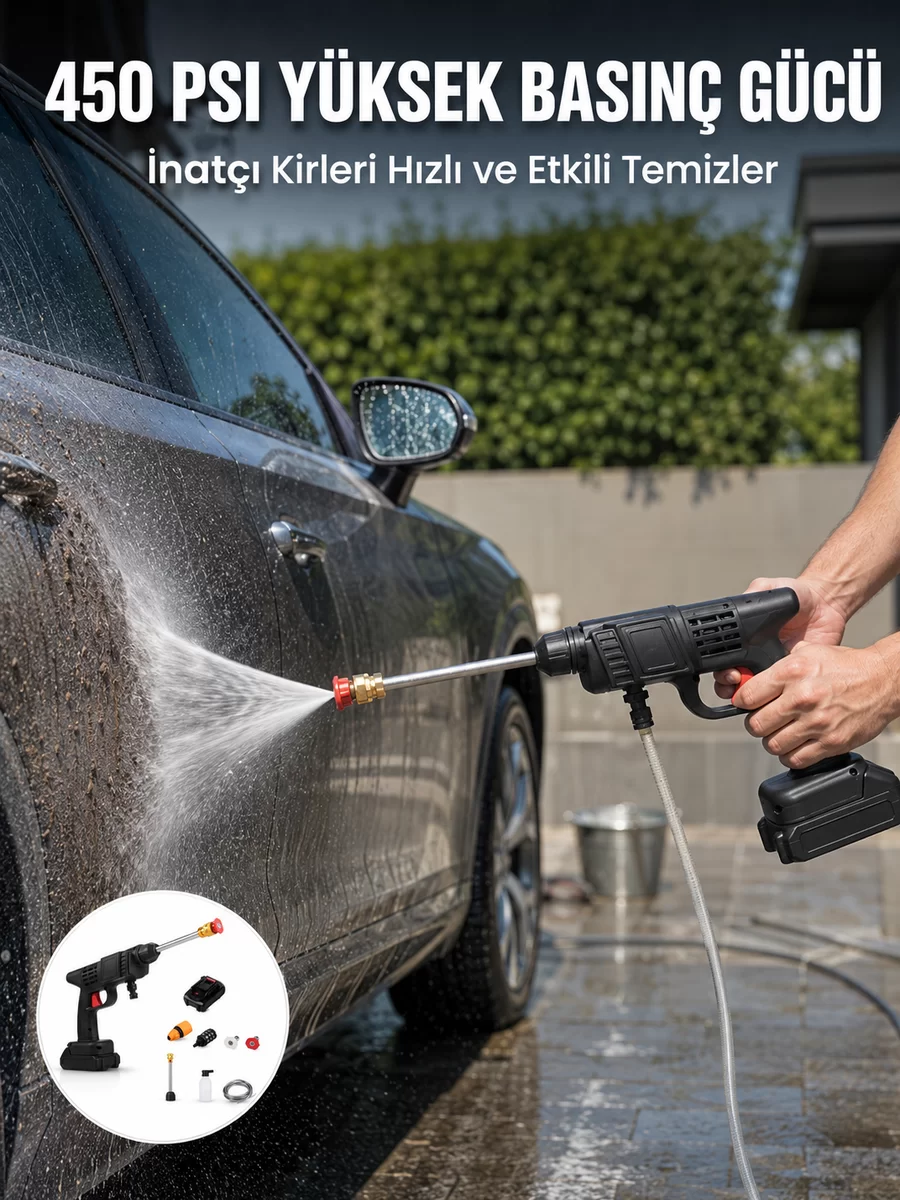 Kablosuz Taşınabilir Basınçlı Yıkama Tabancası Köpük Şişeli