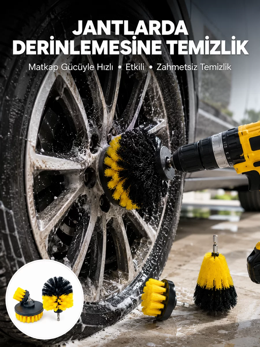 Derinlemesine Temizlik İçin Dayanıklı Kıllı Matkap Fırçası Başlığı