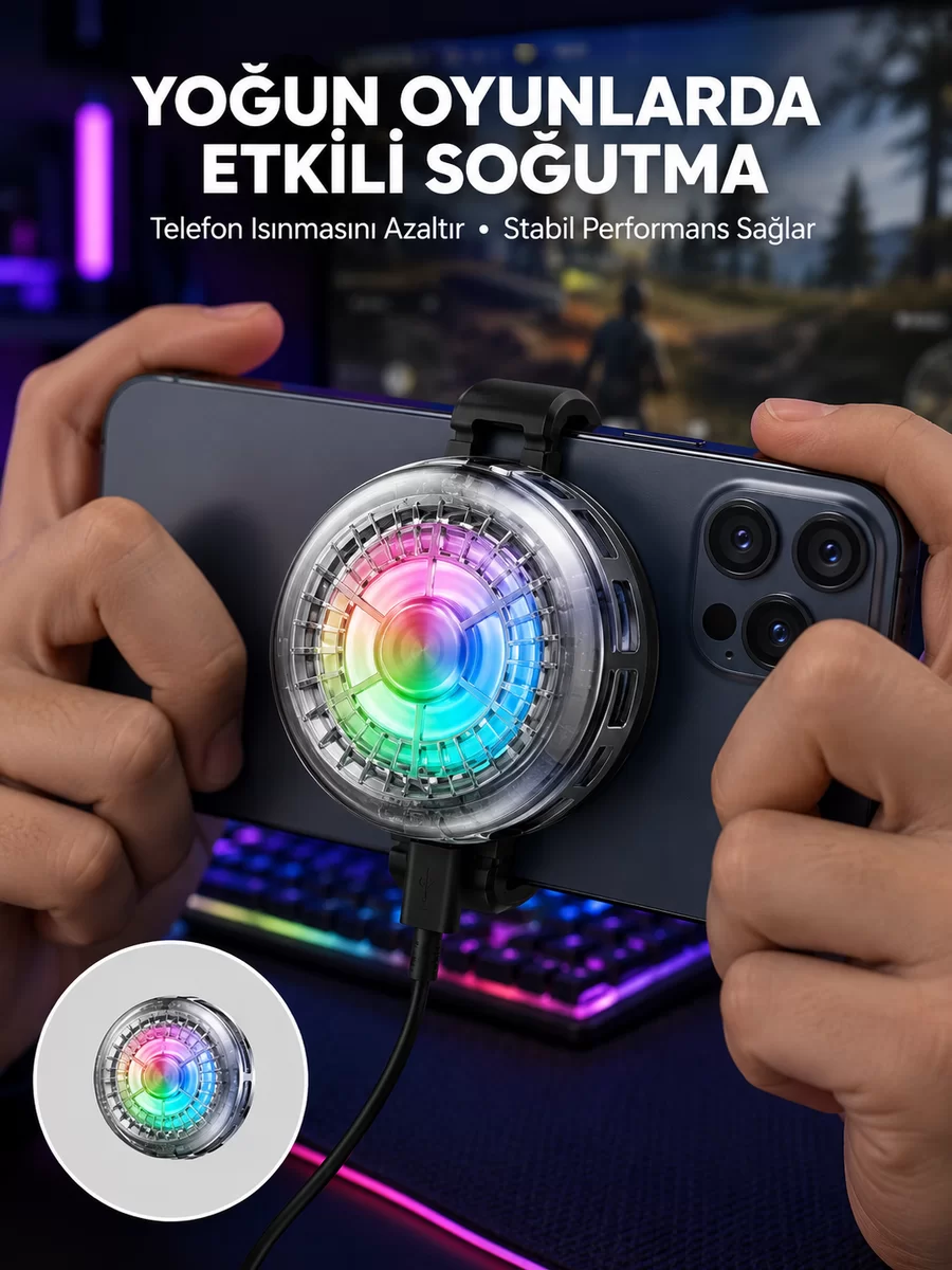 RGB LED Telefon Soğutucu Fan Yüksek Hızlı Soğutma Oyuncu Cooler Yeni Nesil