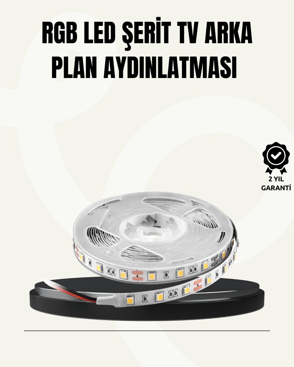 TV Arkası LED Şerit Işık Otomatik Açma Kapama Özellikli 2mt