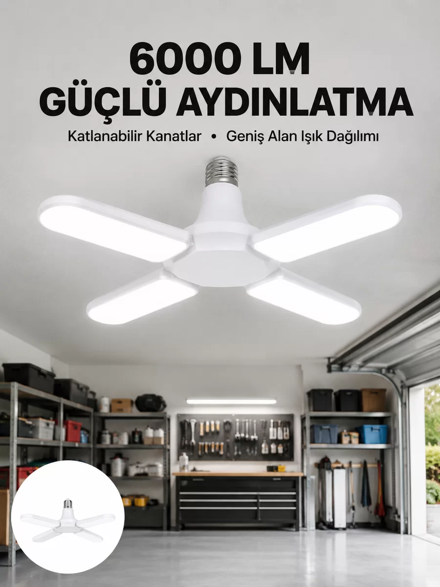 Enerji Tasarruflu LED Ampül 60 Watt 4 Kollu Beyaz Işık Yeni Nesil
