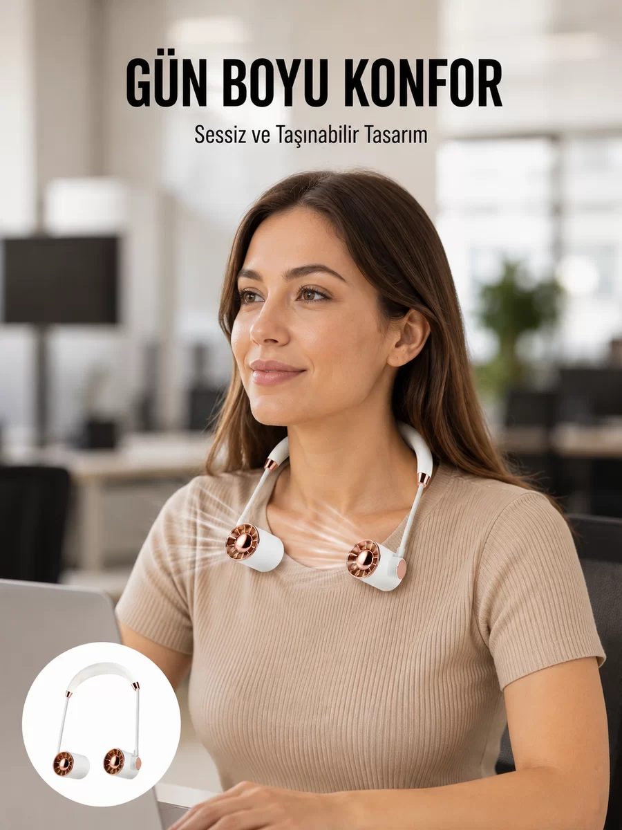 Katlanabilir Asılabilir Fan | USB Şarjlı 3 Vitesli Sessiz Mini Fan Yeni Nesil