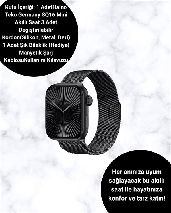 Mini Series 10 Akıllı Saat | 3 Kordon + Bileklik Hediyeli Tüm Telefonlarla Uyumlu