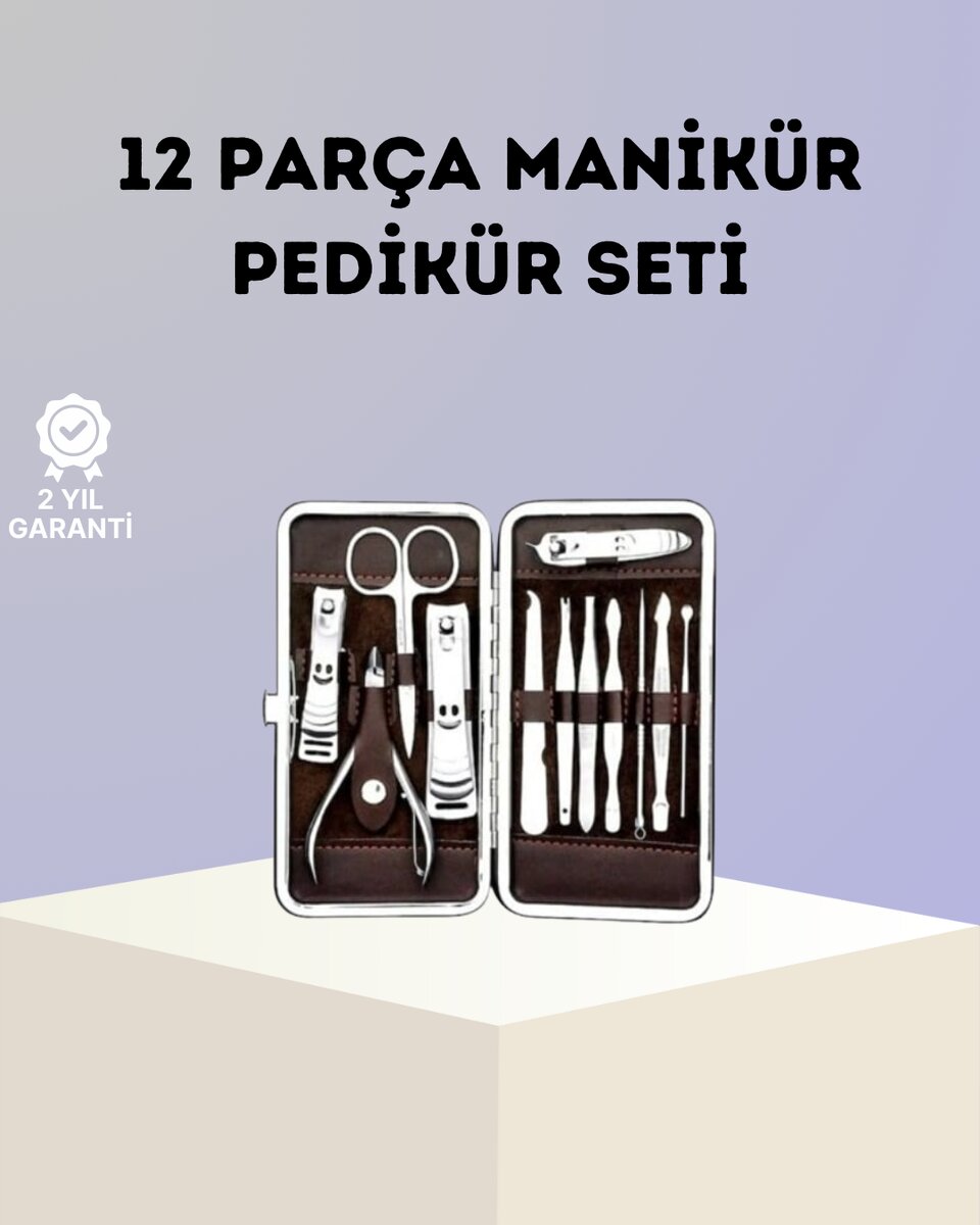 Paslanmaz Çelik Çok Fonksiyonlu 12 Manikür Seti