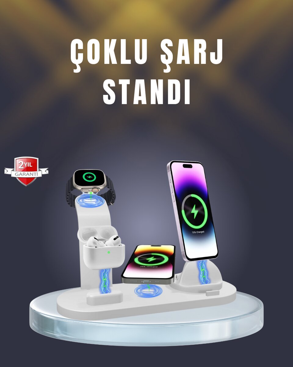 iPhone AirPods ve Akıllı Saat Uyumlu Çoklu Şarj Cihazı