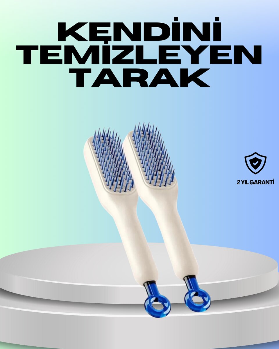 Kendini Temizleyen Ergonomik Saç Tarağı – ABS Gövde Silikon Diş
