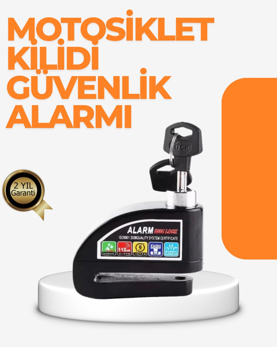 Alarm Sensörlü Disk Kilidi Motosiklet Scooter Bisiklet Güvenlik