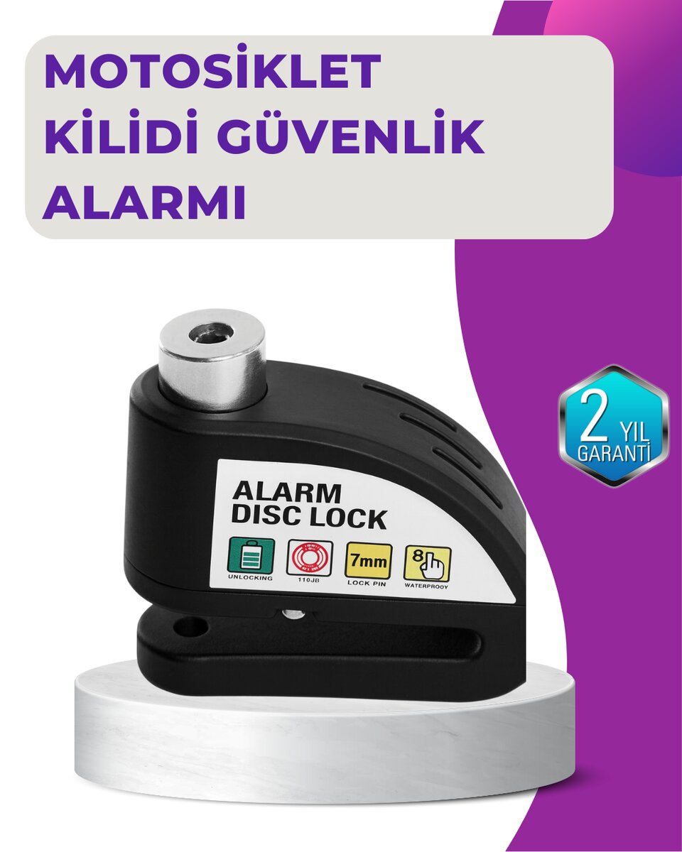 110 dB Alarm Disk Kilidi Motosiklet Scooter Bisiklet Güvenlik