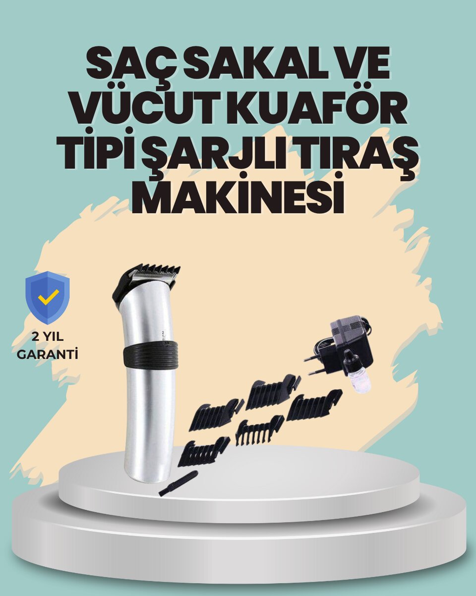 Profesyonel Erkek Tıraş Makinesi – Kablosuz Paslanmaz Bıçaklı ve Tam Aksesuar