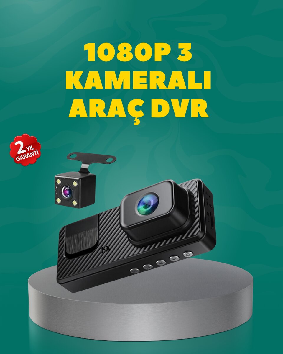 Full HD 1080P Araç Kamerası | Gece Görüşlü Döngü Kayıt ve Geri Görüş