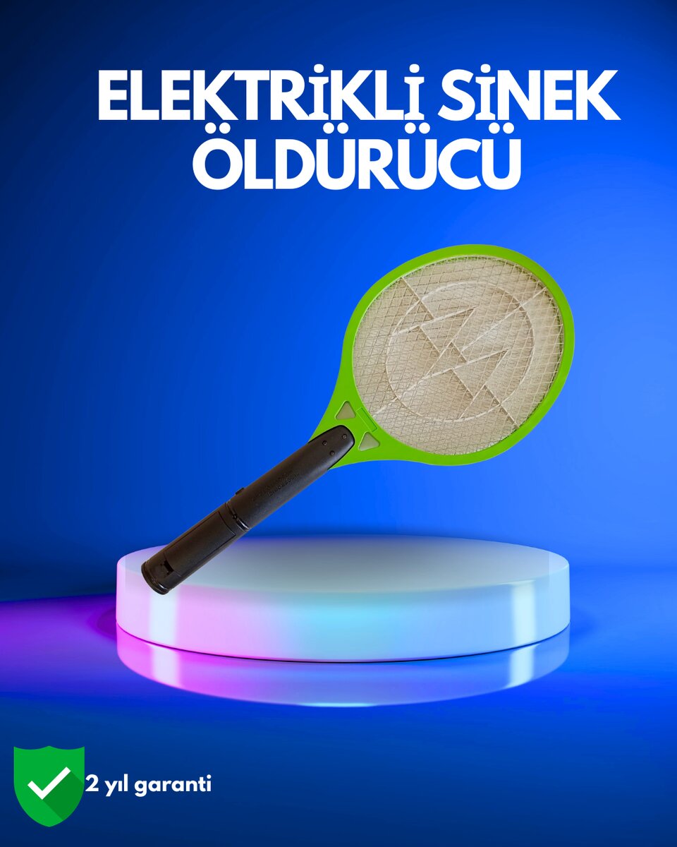 Pil ile Çalışan Elektrikli Sivrisinek Raketi | Kimyasal İçermeyen Hijyenik Çözüm