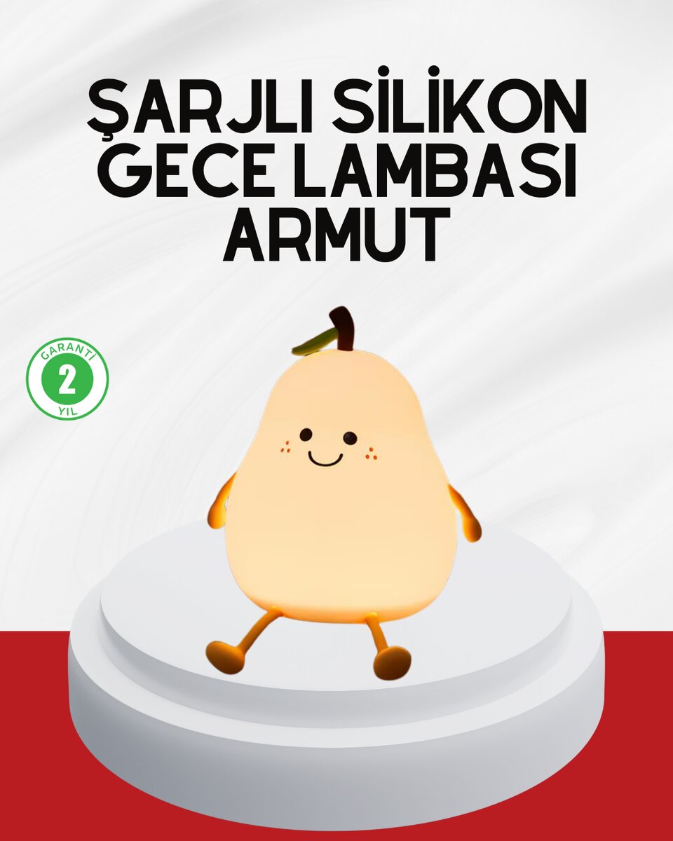 USB Şarjlı Armut Gece Lambası Dokunmatik Renk Değişimli