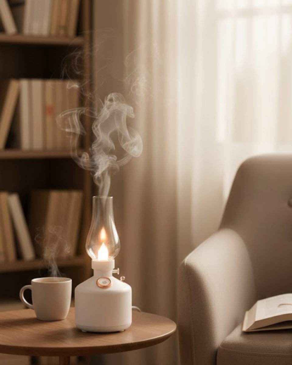 Retro LED Işıklı 1200 mAh Şarjlı Aroma Difüzörü 280 ml Su Kapasiteli