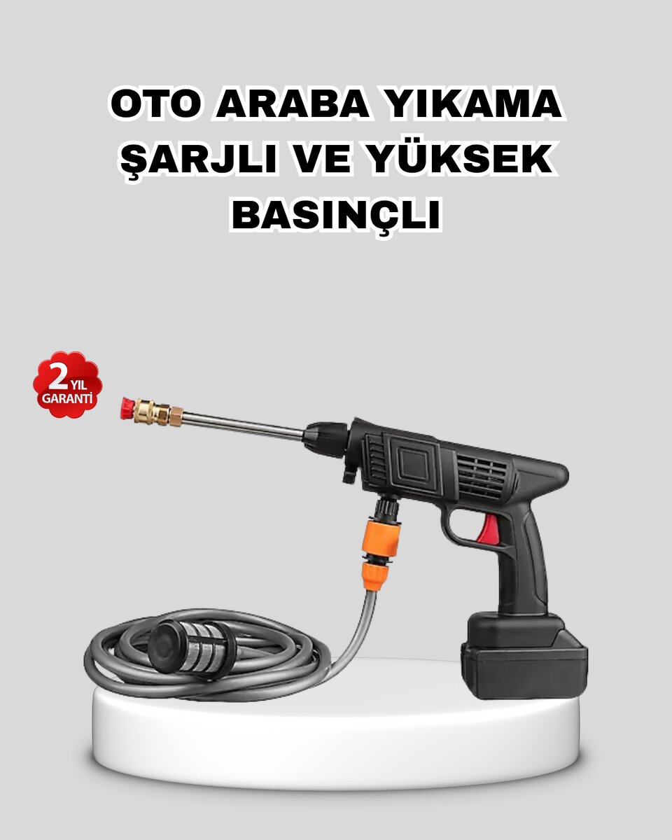 Akülü Araba Yıkama Makinesi 21V Güçlü Basınçlı ve Çift Akülü Taşınabilir