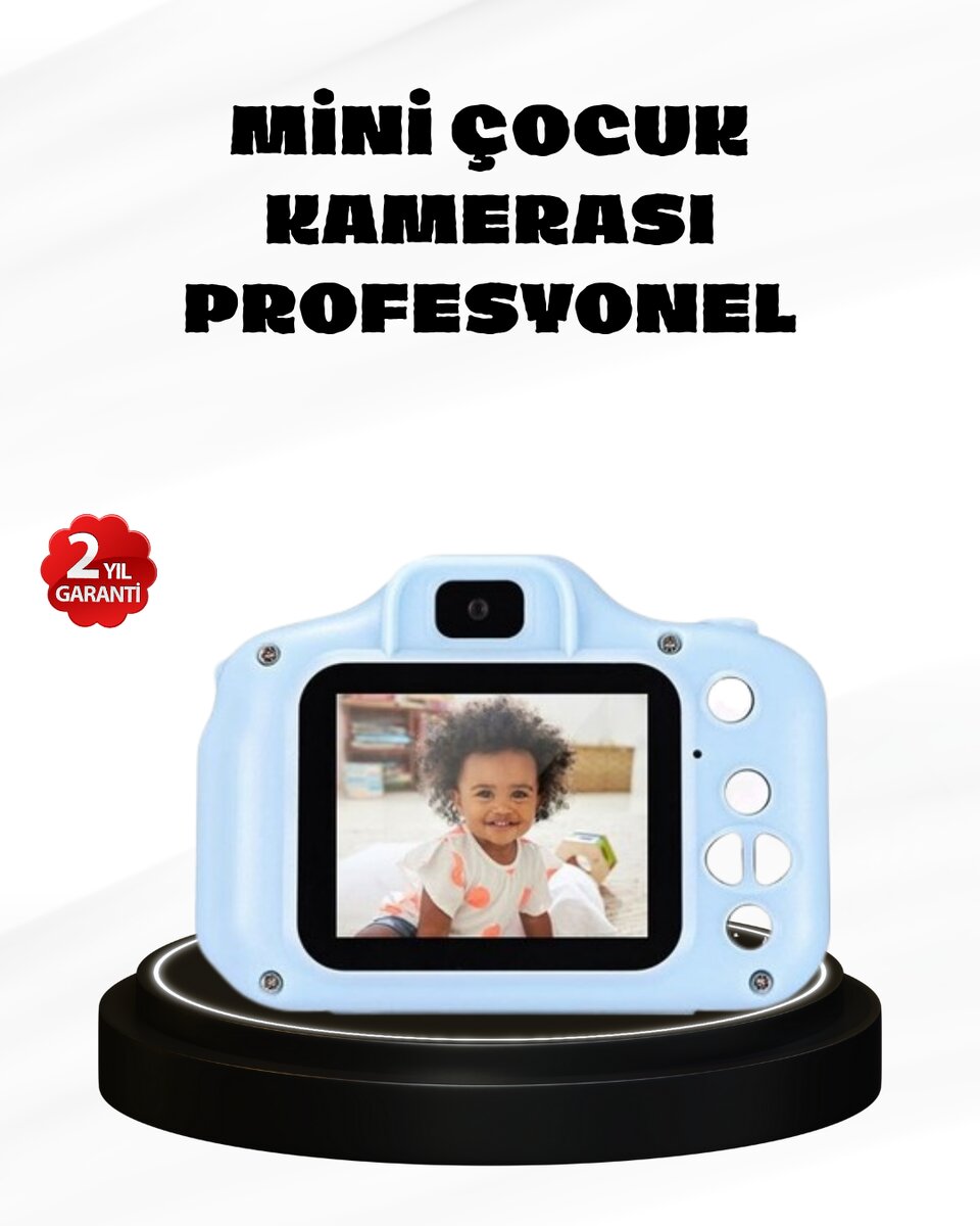 Çocuklar İçin Mini Dijital Kamera – 1080p HD 2.0 İnç Ekran Komik Filtreli ve Şarjlı