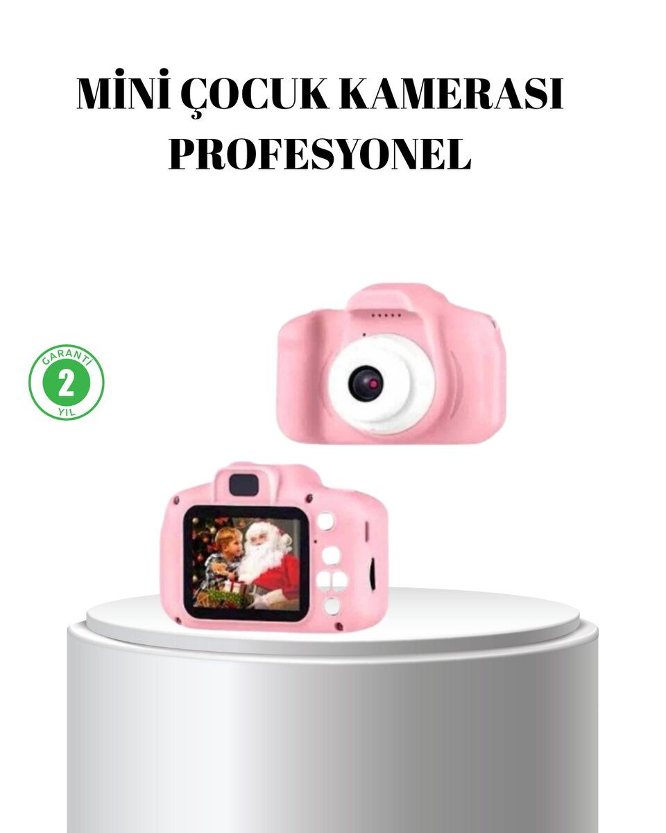 Pembe Mini 1080p HD Çocuk Kamera – 8MP Video KaydıTF Kart Destekli