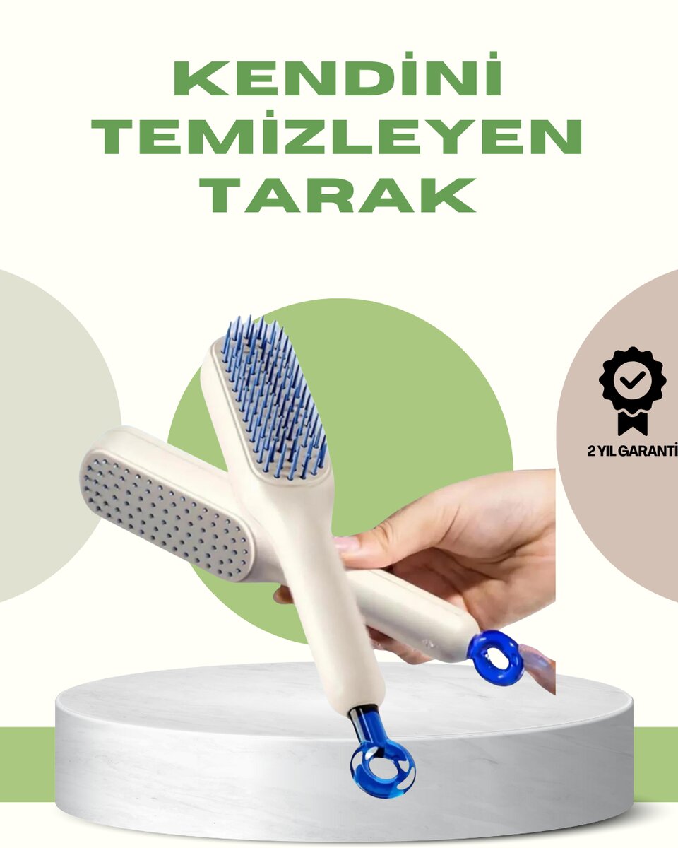 Anti-Statik Saç Tarağı – Kolay Temizlenebilir Silikon Masaj Uçlu Kompakt Boyut