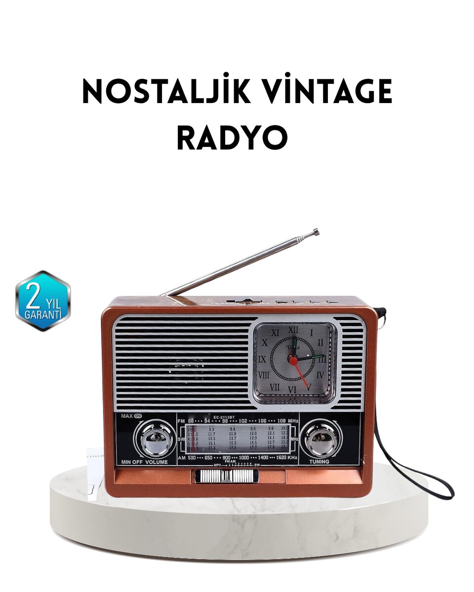 Dekoratif Vintage Radyo – Klasik Görünüm Modern Fonksiyon ve Uzun Ömürlü Kullanım