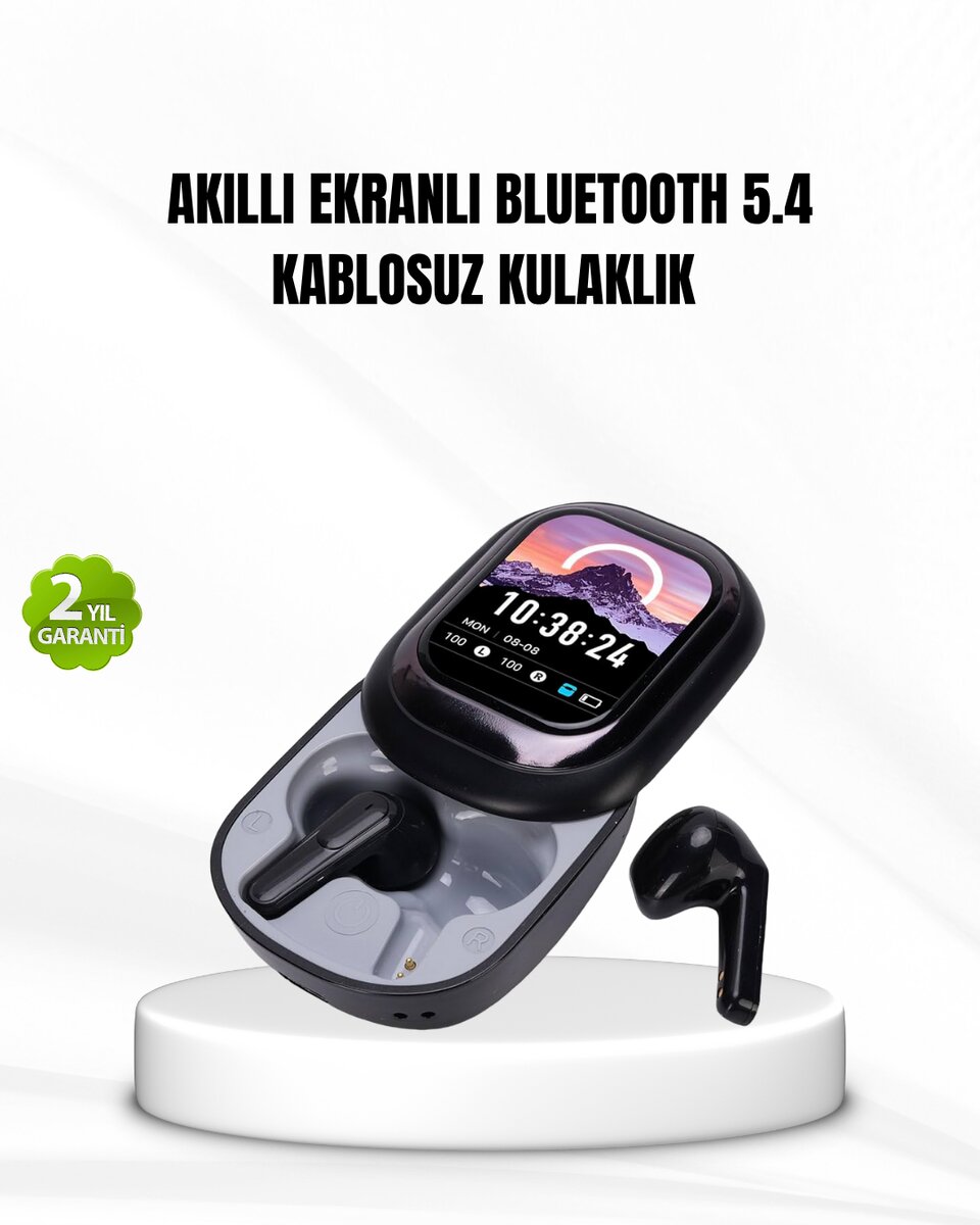 Bluetooth 5.4 Kulaklık – Gürültü Engelleme ve Akıllı Ekranlı Şarj Kutusu