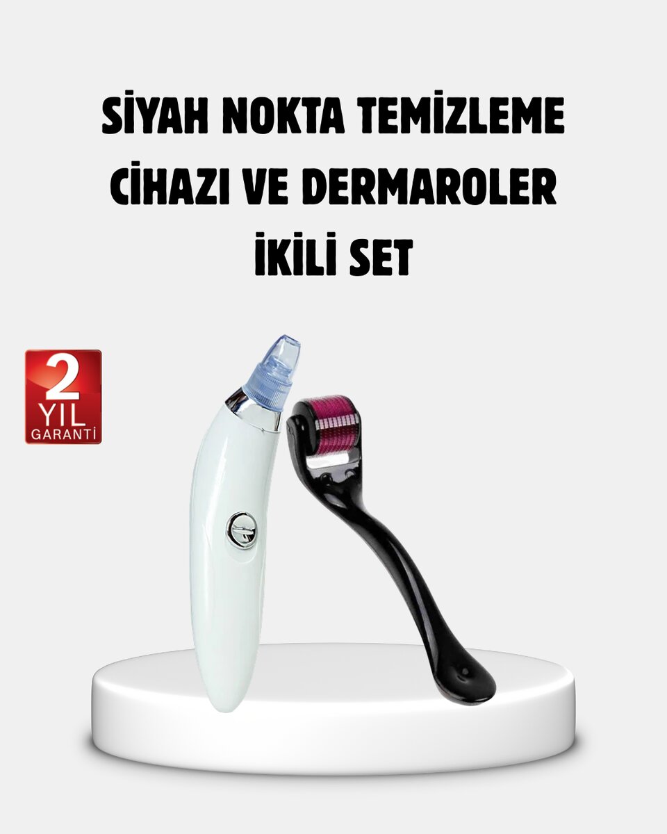 Evde Profesyonel Cilt Bakımı Dermaroller + Siyah Nokta Temizleyici Setı