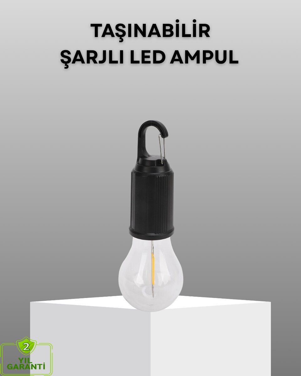 Şarjlı Kancalı LED Lamba – Kamp Balkon ve Acil Durum Işığı
