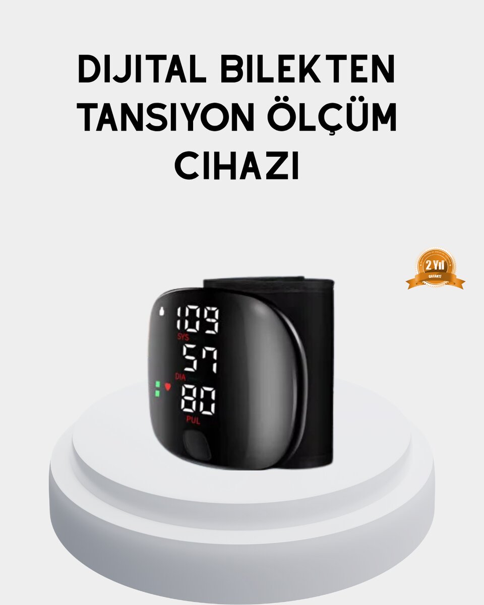 Taşınabilir Dijital Tansiyon Aleti – Bilekten Ölçüm Aritmi Uyarısı ve Risk Göstergesi