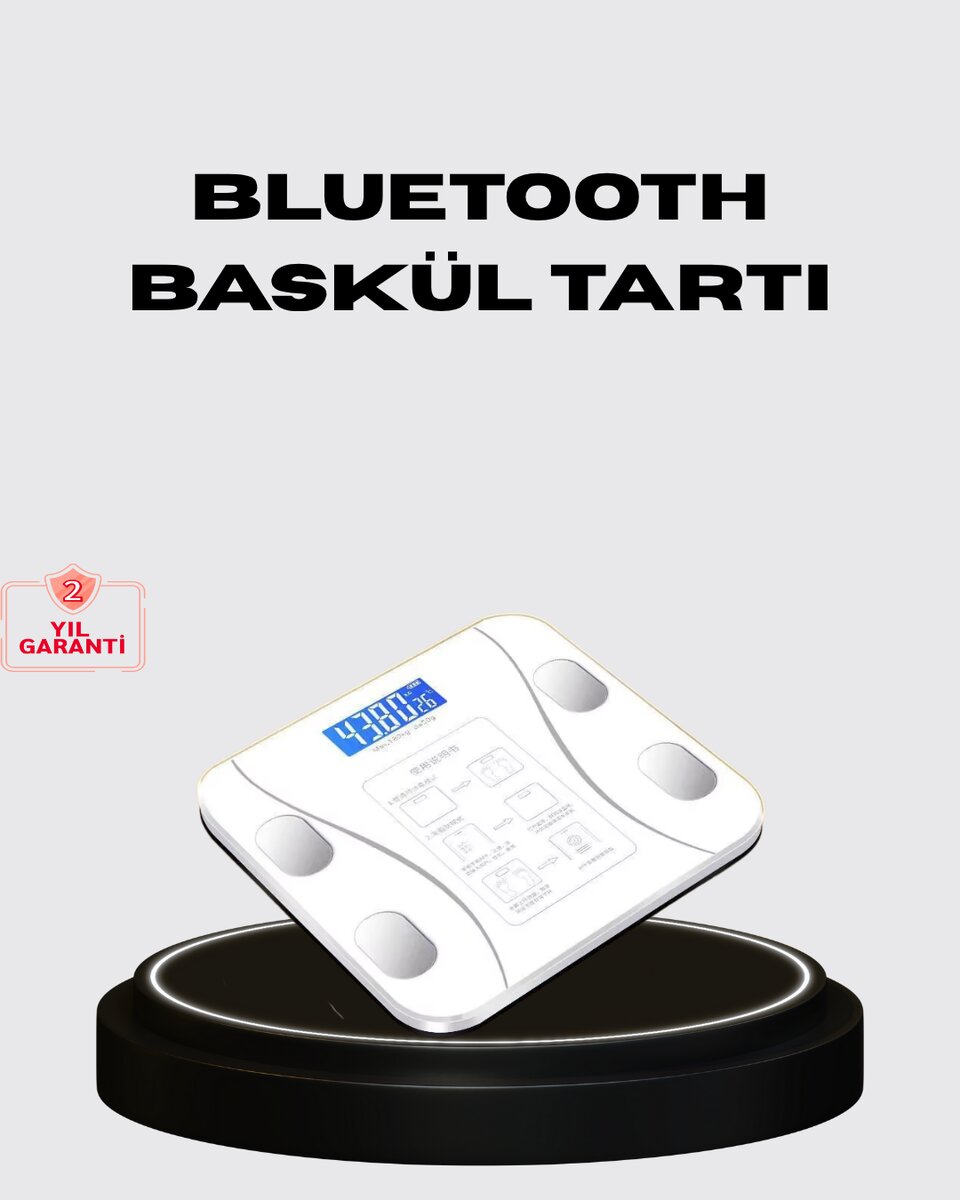 Akıllı Dijital Baskül – Bluetooth Bağlantılı 8 Ölçüm Verili Akıllı Vücut Analiz Tartısı