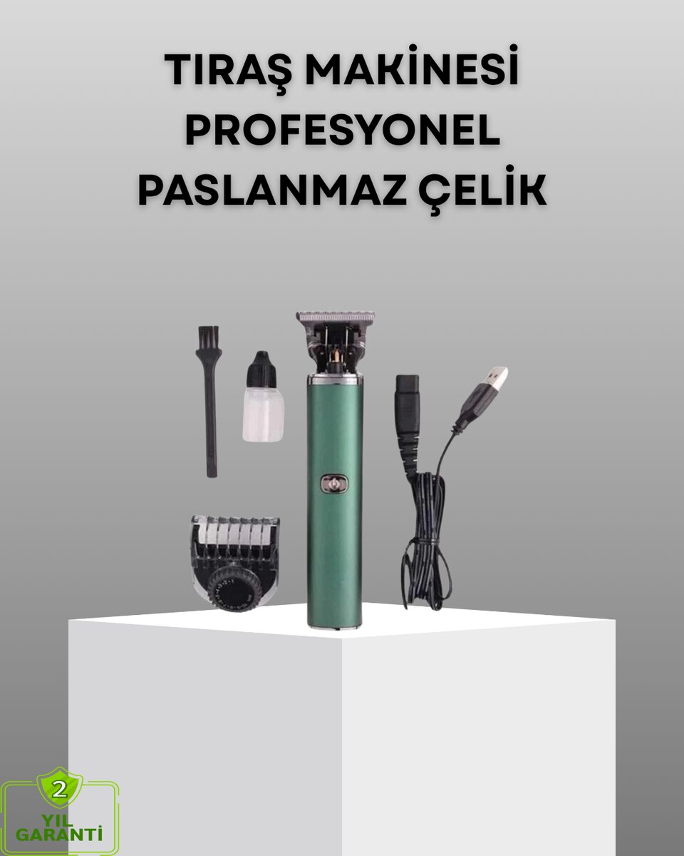Profesyonel Şarjlı Tıraş Makinesi – 180 Dakika Kullanım 2.5 Saat Hızlı Şarj Evrensel USB Şarj Girişli