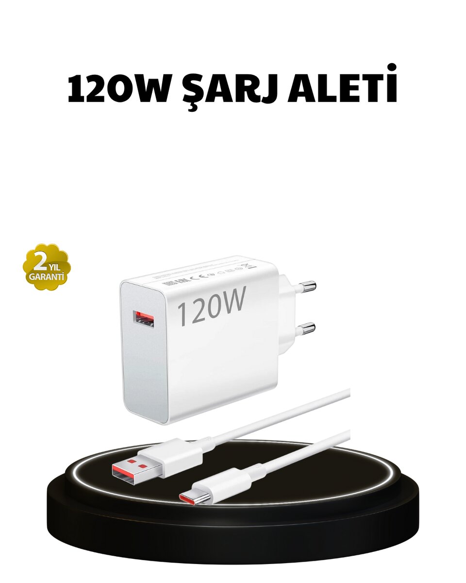 120W Ultra Hızlı Şarj Adaptörü USB-C Destekli Güçlü Şarj Teknolojisi