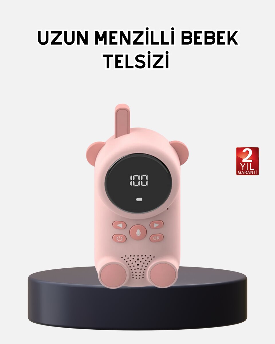 Bebek Telsizi LCD Ekran VOX İki Yönlü İletişim USB Şarj Hafif