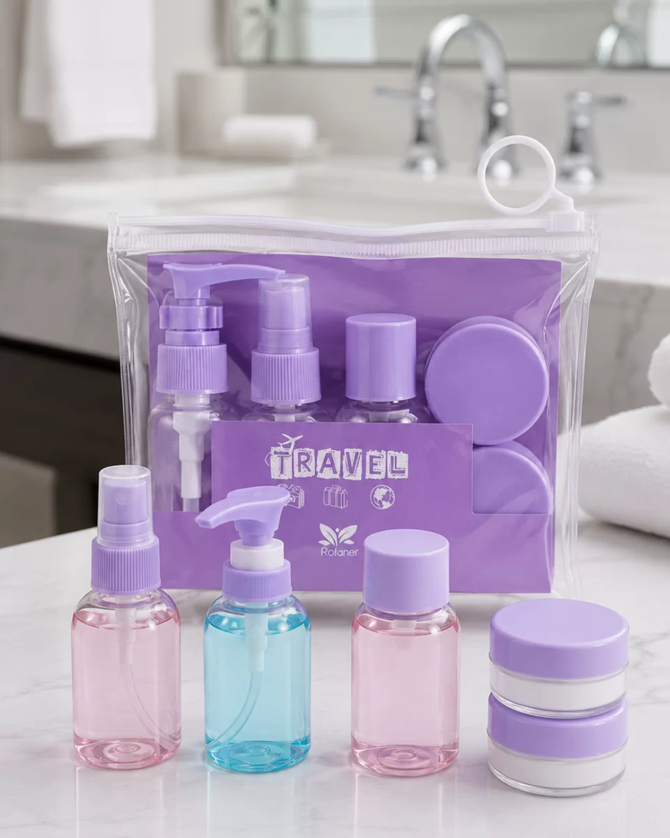 Şeffaf Seyahat Dolum Şişesi Seti 5 Parça Kozmetik Organizer