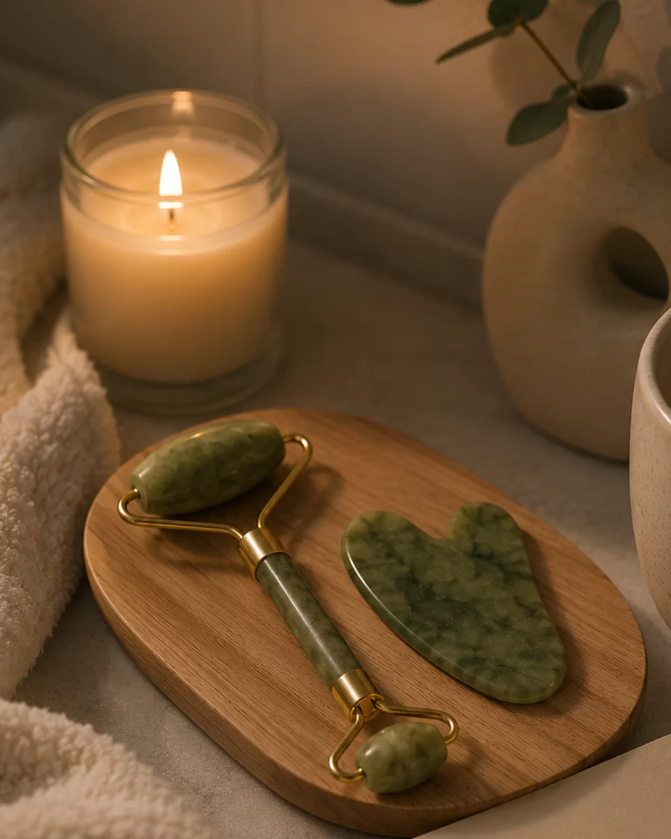 2 Parça Jade Stone Cilt Bakım Seti Şişkinlik Karşıtı Yüz Masajı