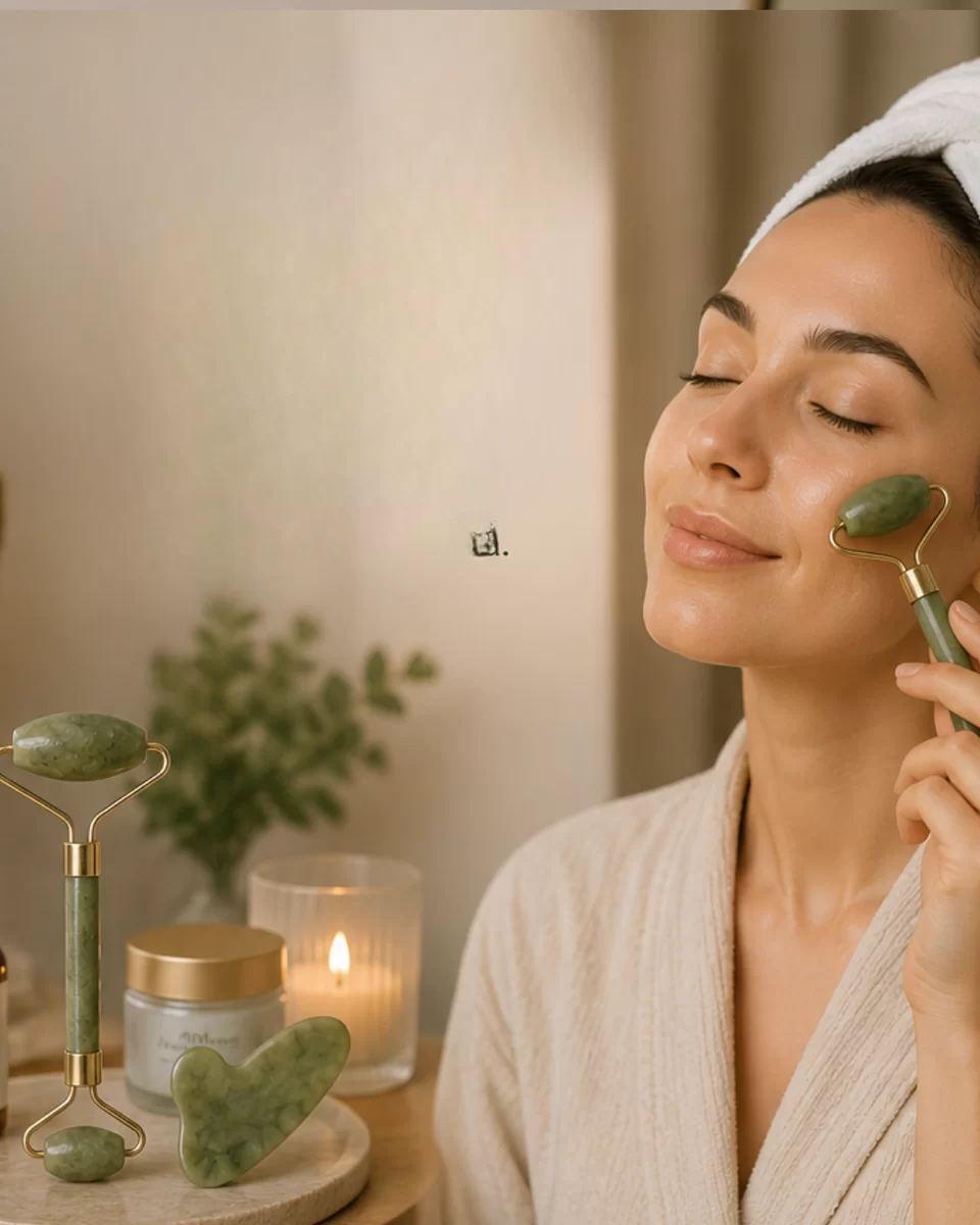 Doğal Jade Stone Yüz Masaj Seti Cilt Bakım ve Rahatlatıcı Bakım