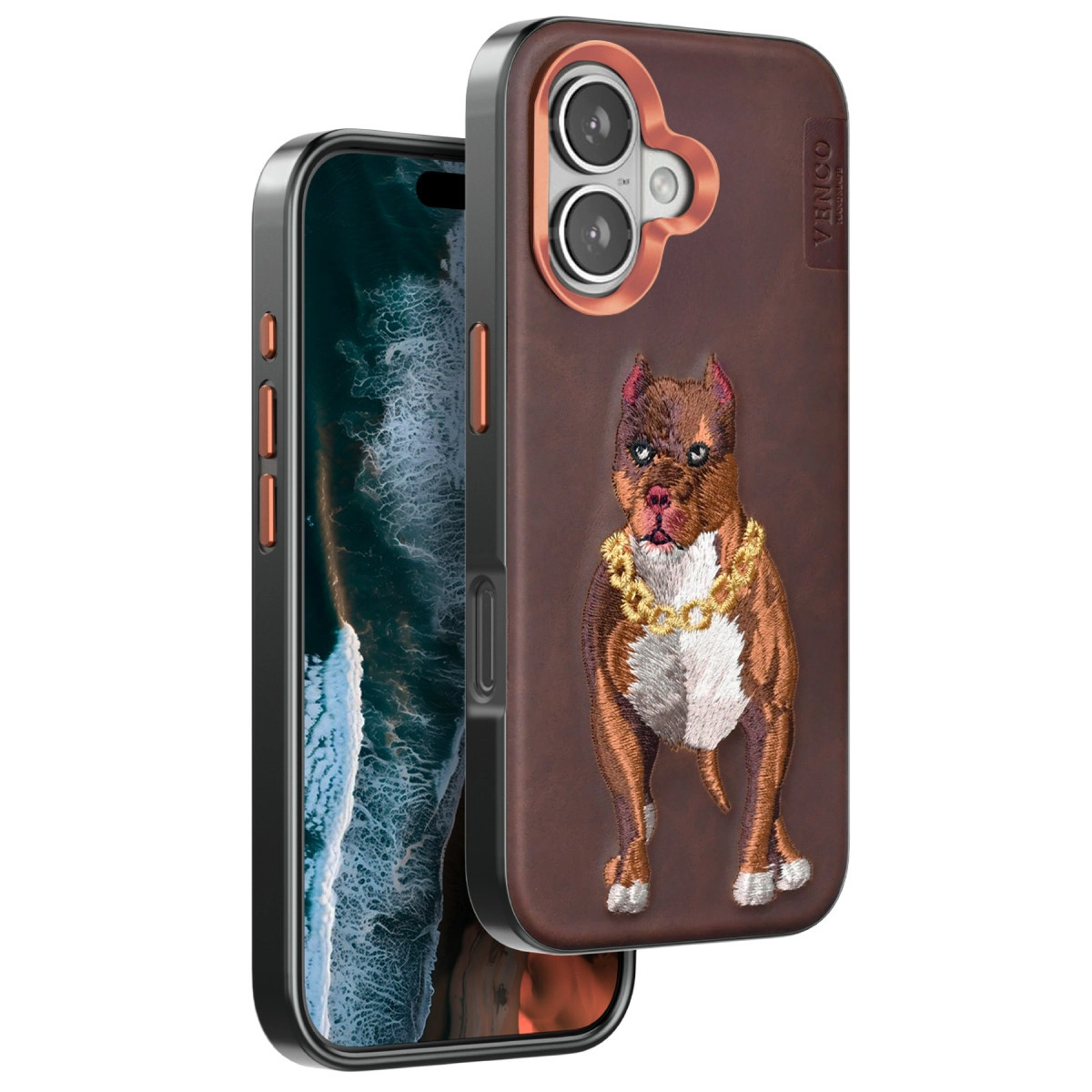 Venco  İphone 16 Perma Desenli Kapak - Kahverengi