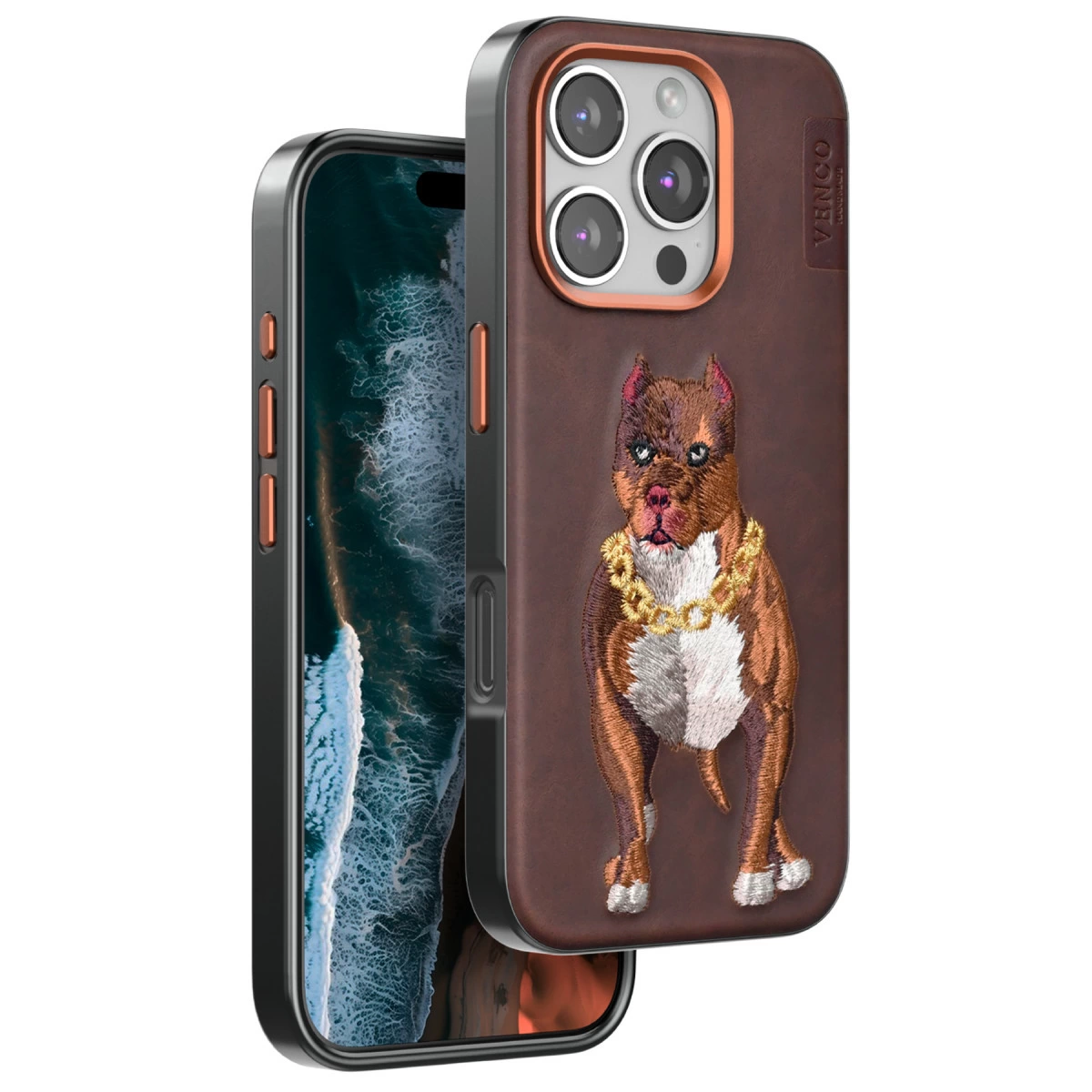 Venco  İphone 16 Pro Perma Desenli Kapak - Kahverengi