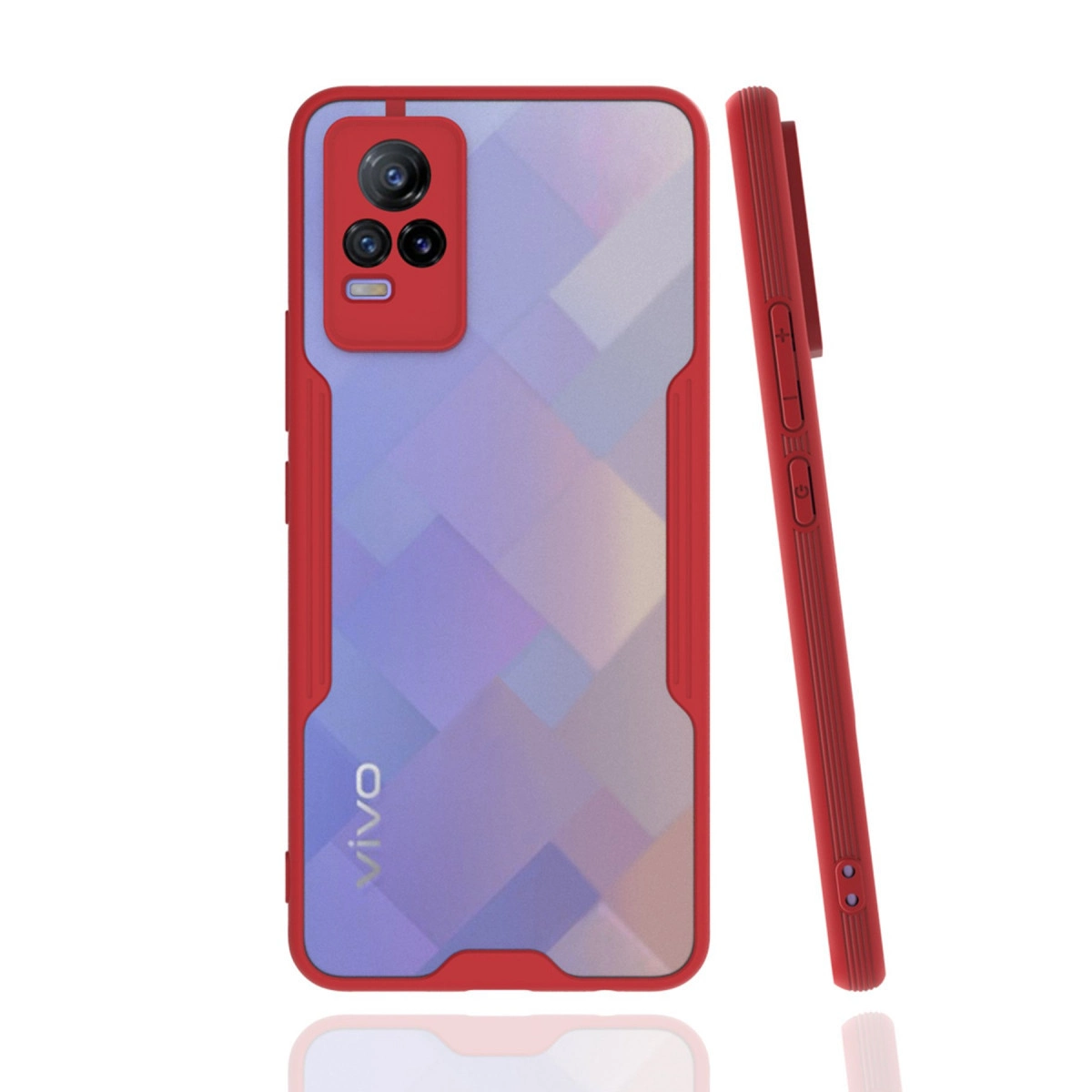 Vivo V21e Kılıf Platin Silikon - Kırmızı