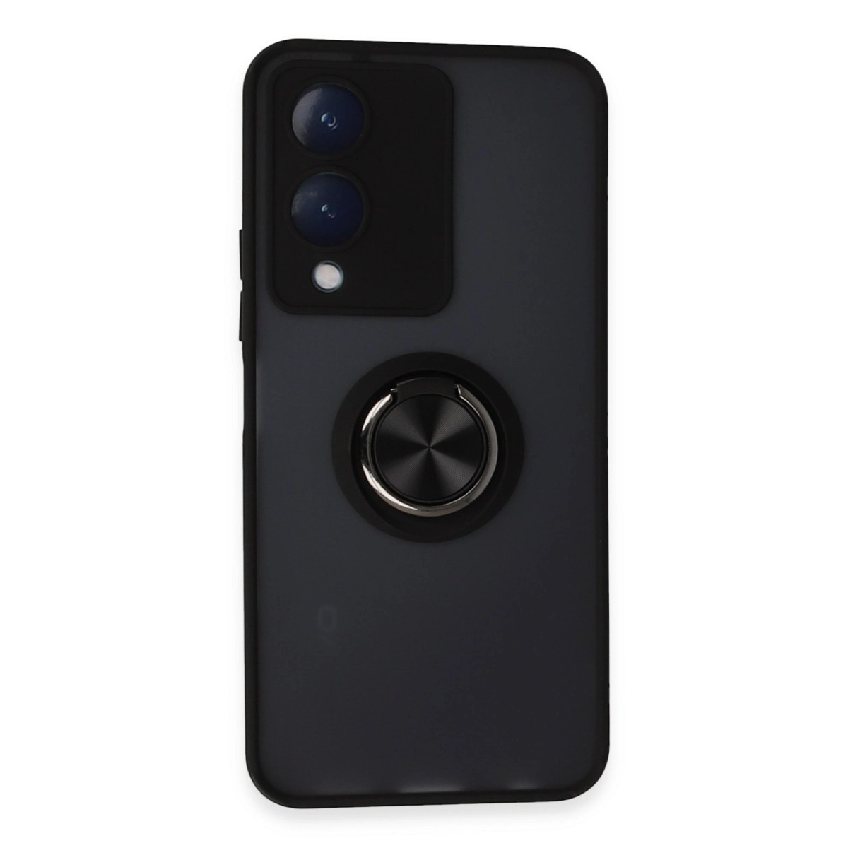 Vivo Y17s Kılıf Montreal Yüzüklü Silikon Kapak - Siyah