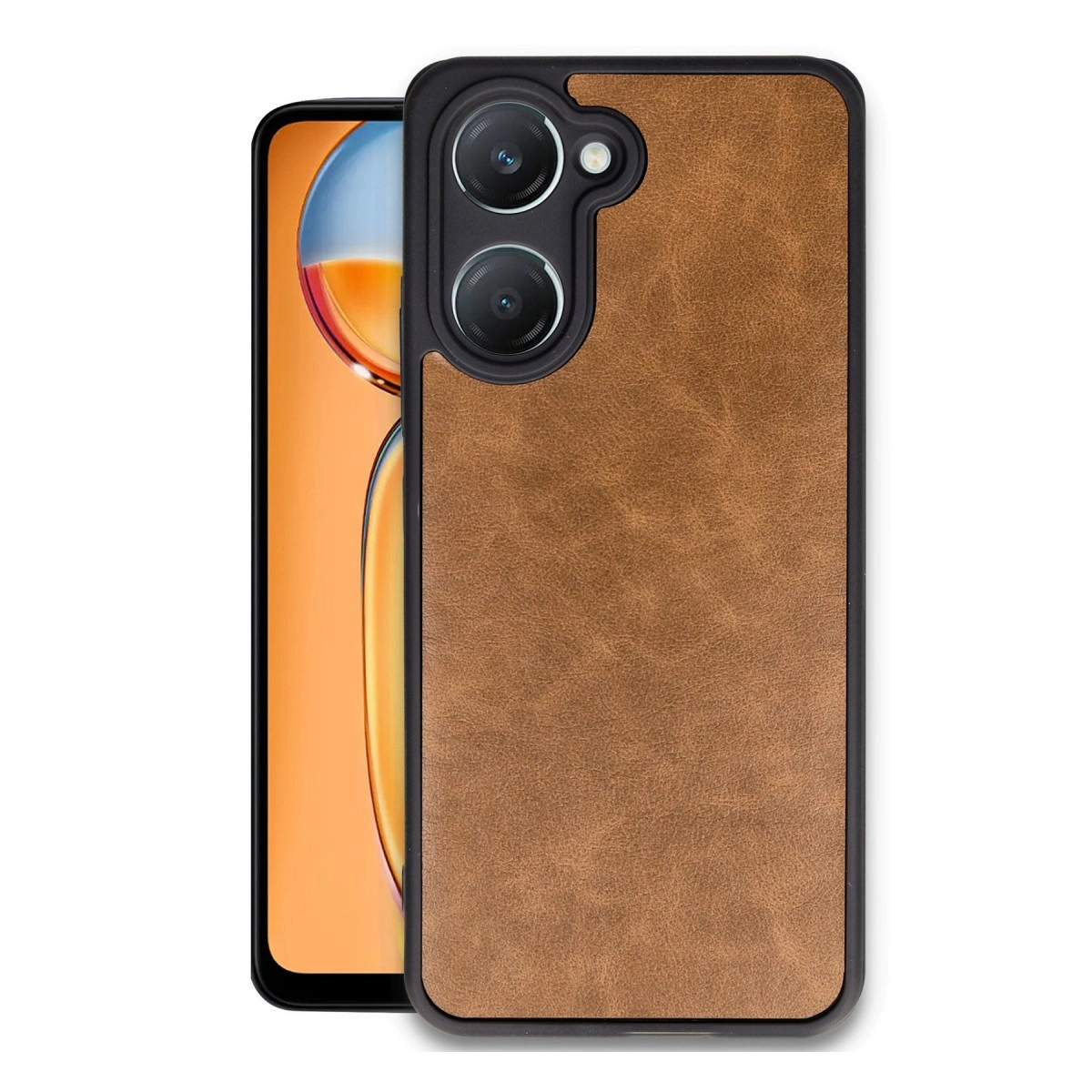 Vivo Y18 Kılıf Aras Deri Kapak - Taba