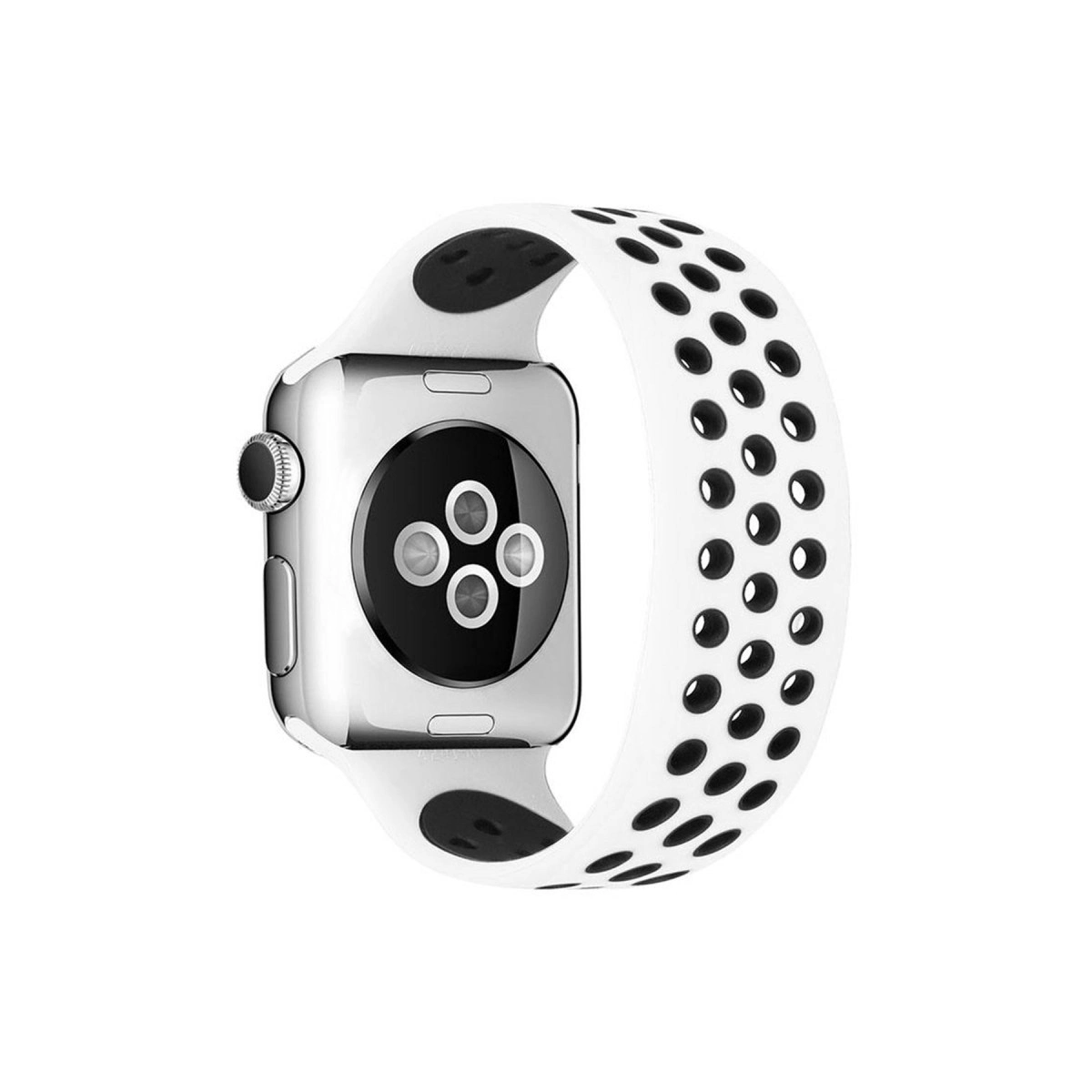 Watch 38mm Ayarlı Delikli Silikon Kordon - Beyaz-siyah