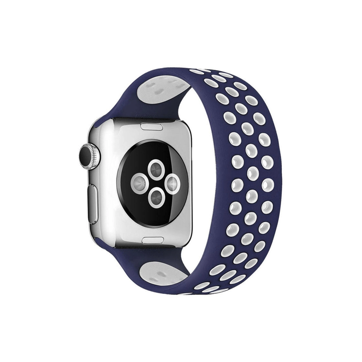 Watch 38mm Ayarlı Delikli Silikon Kordon - Lacivert-beyaz