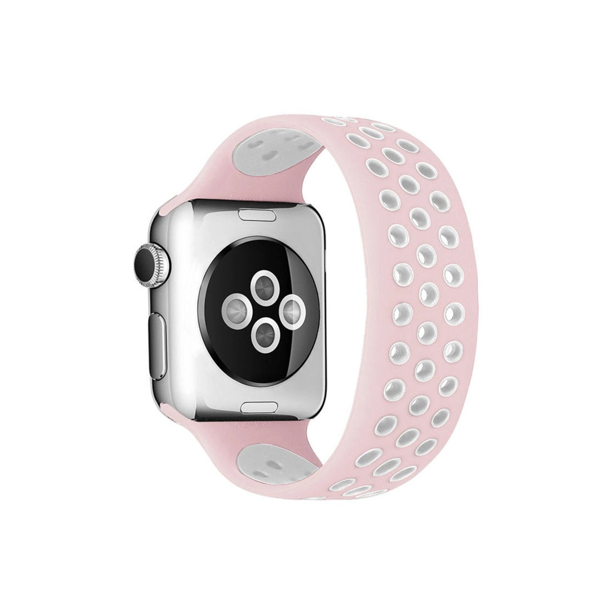 Watch 38mm Ayarlı Delikli Silikon Kordon - Pembe-beyaz