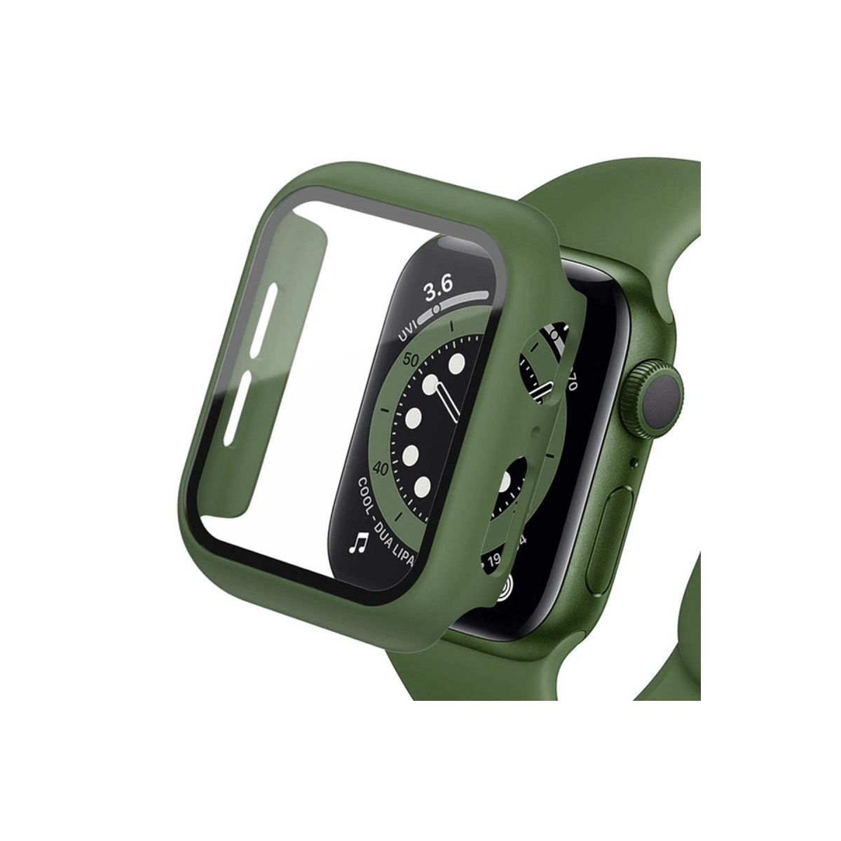 Watch 41mm Camlı Kasa Ekran Koruyucu - Koyu Yeşil