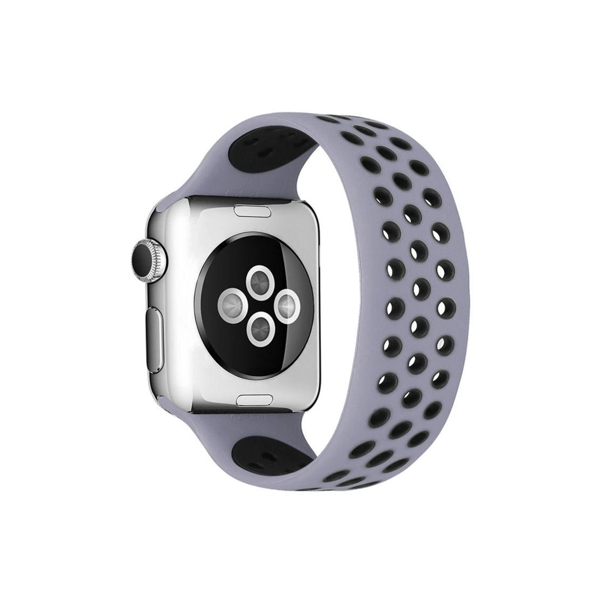 Watch 42mm Ayarlı Delikli Silikon Kordon - Gri-siyah