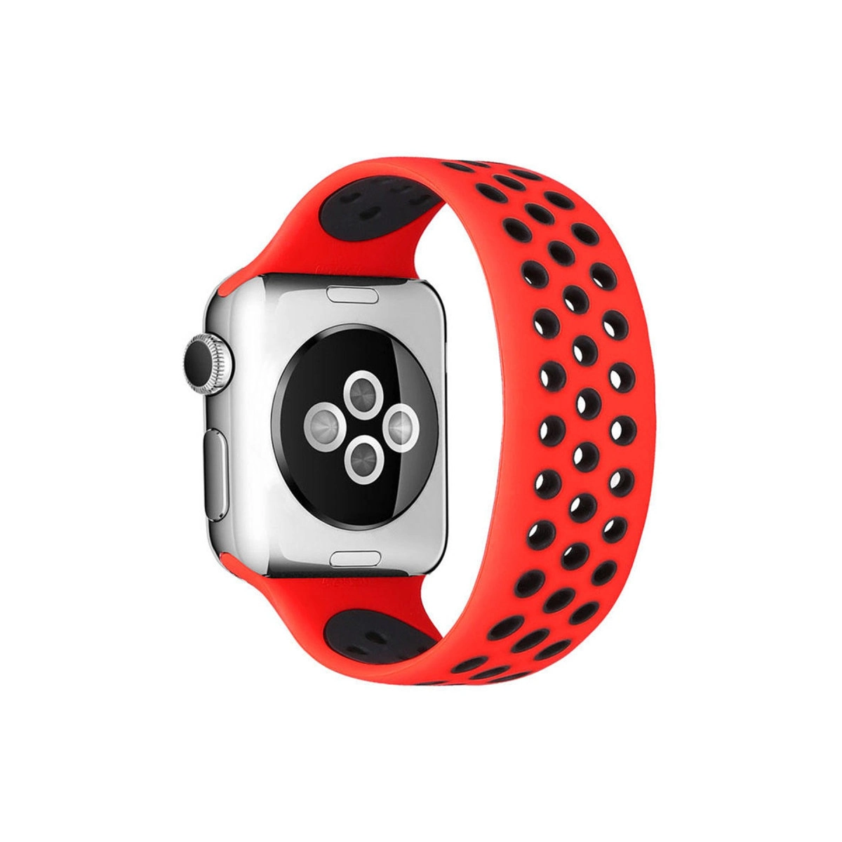 Watch 42mm Ayarlı Delikli Silikon Kordon - Kırmızı-siyah