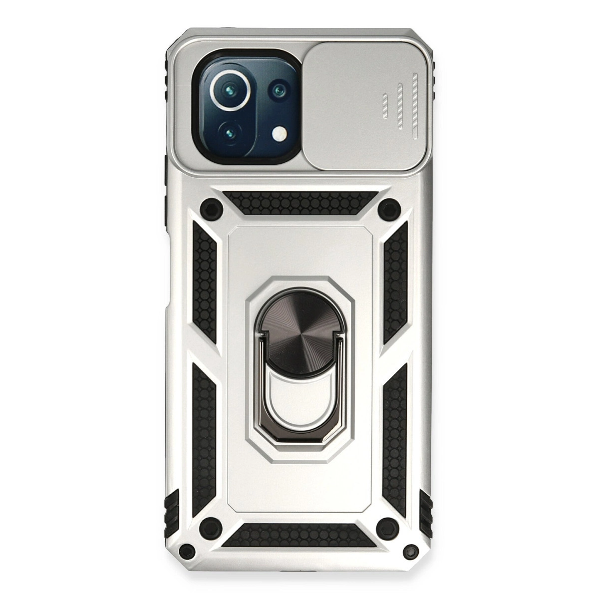Xiaomi Mi 11 Lite Kılıf Pars Lens Yüzüklü Silikon - Gümüş