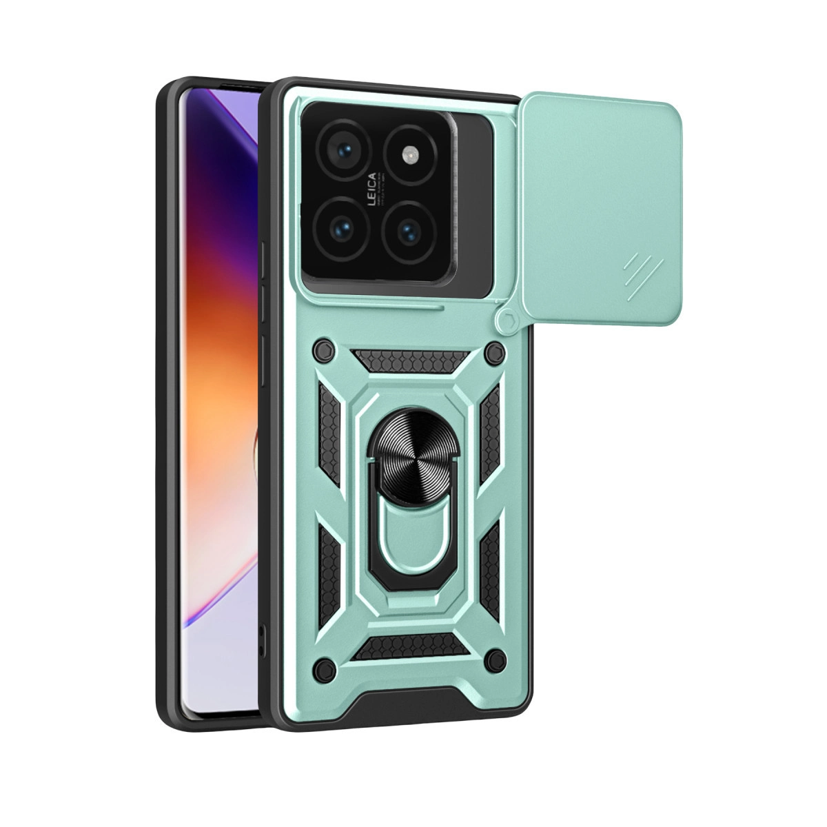 Xiaomi Mi 14t Pro Kılıf Pars Lens Yüzüklü Silikon - Yeşil