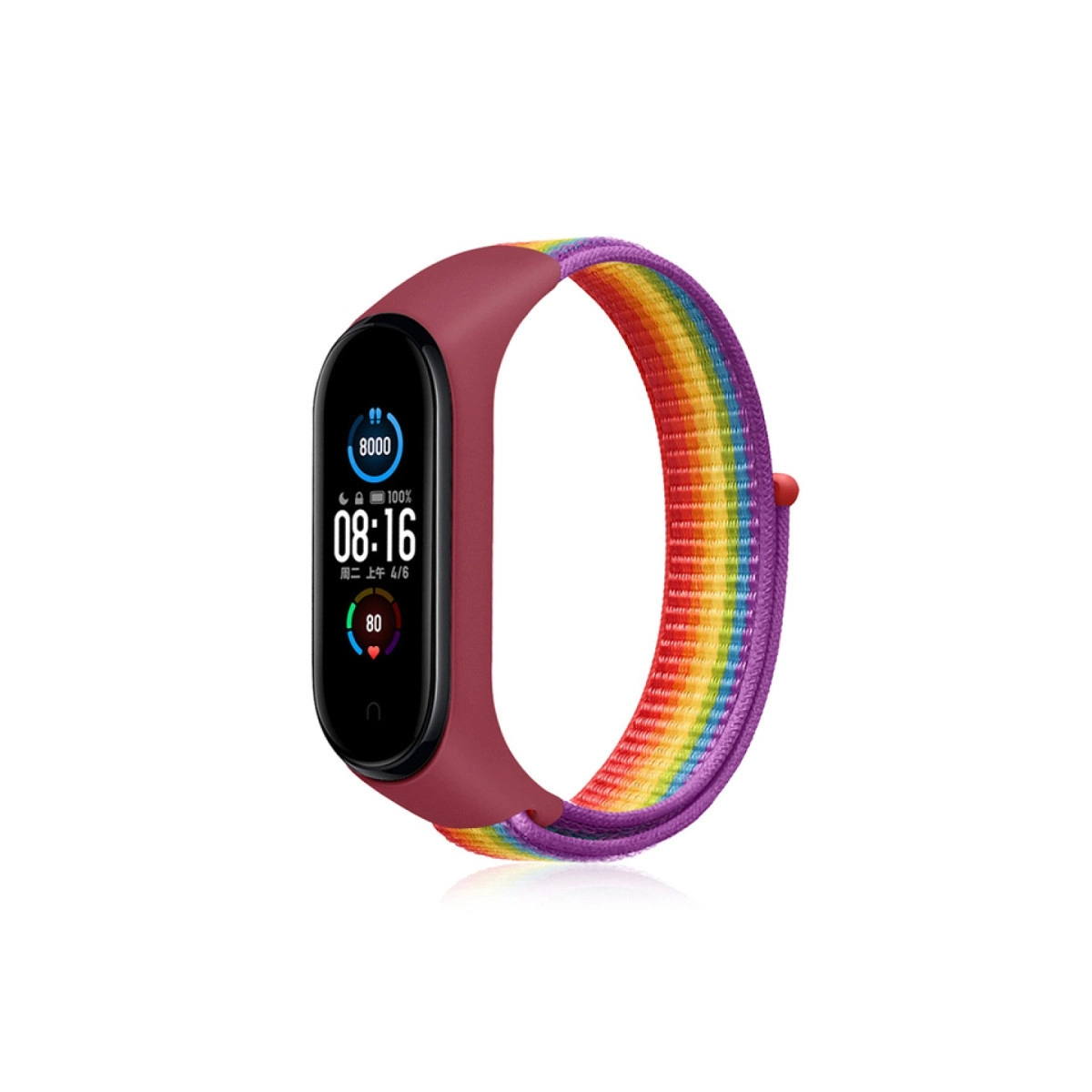 Xiaomi Mi Band 4 Hasırlı Cırtcırtlı Kordon - Gökkuşağı