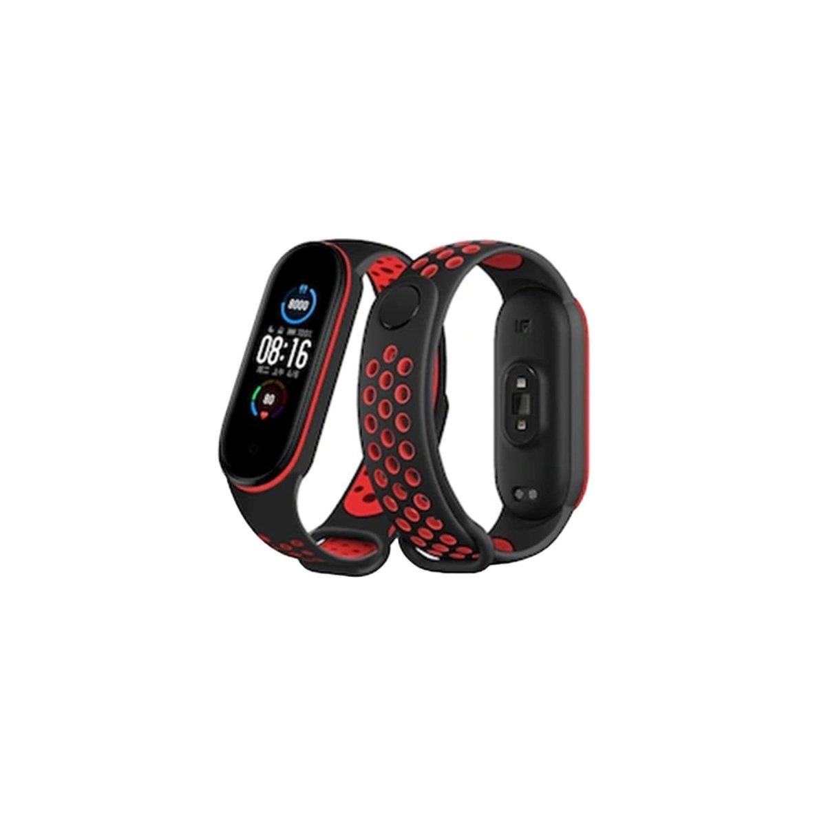Xiaomi Mi Band 4 Spor Delikli Kordon - Siyah-kırmızı
