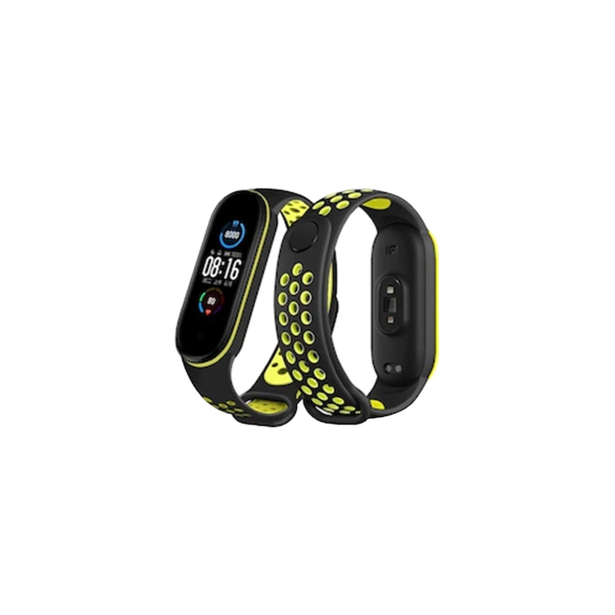 Xiaomi Mi Band 4 Spor Delikli Kordon - Siyah-yeşil