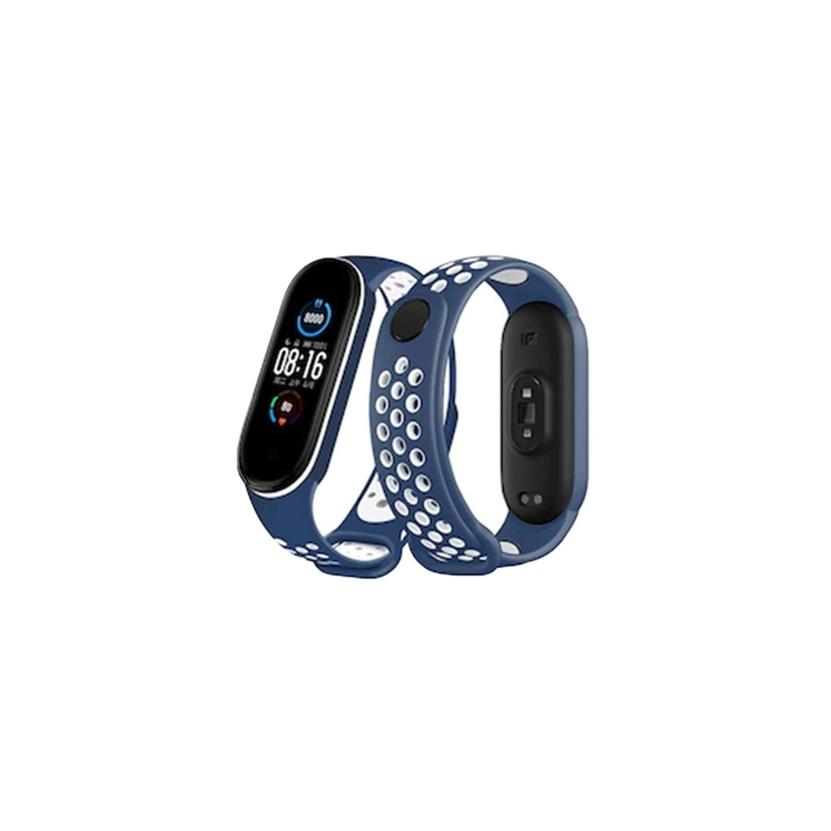 Xiaomi Mi Band 6 Spor Delikli Kordon - Lacivert-beyaz